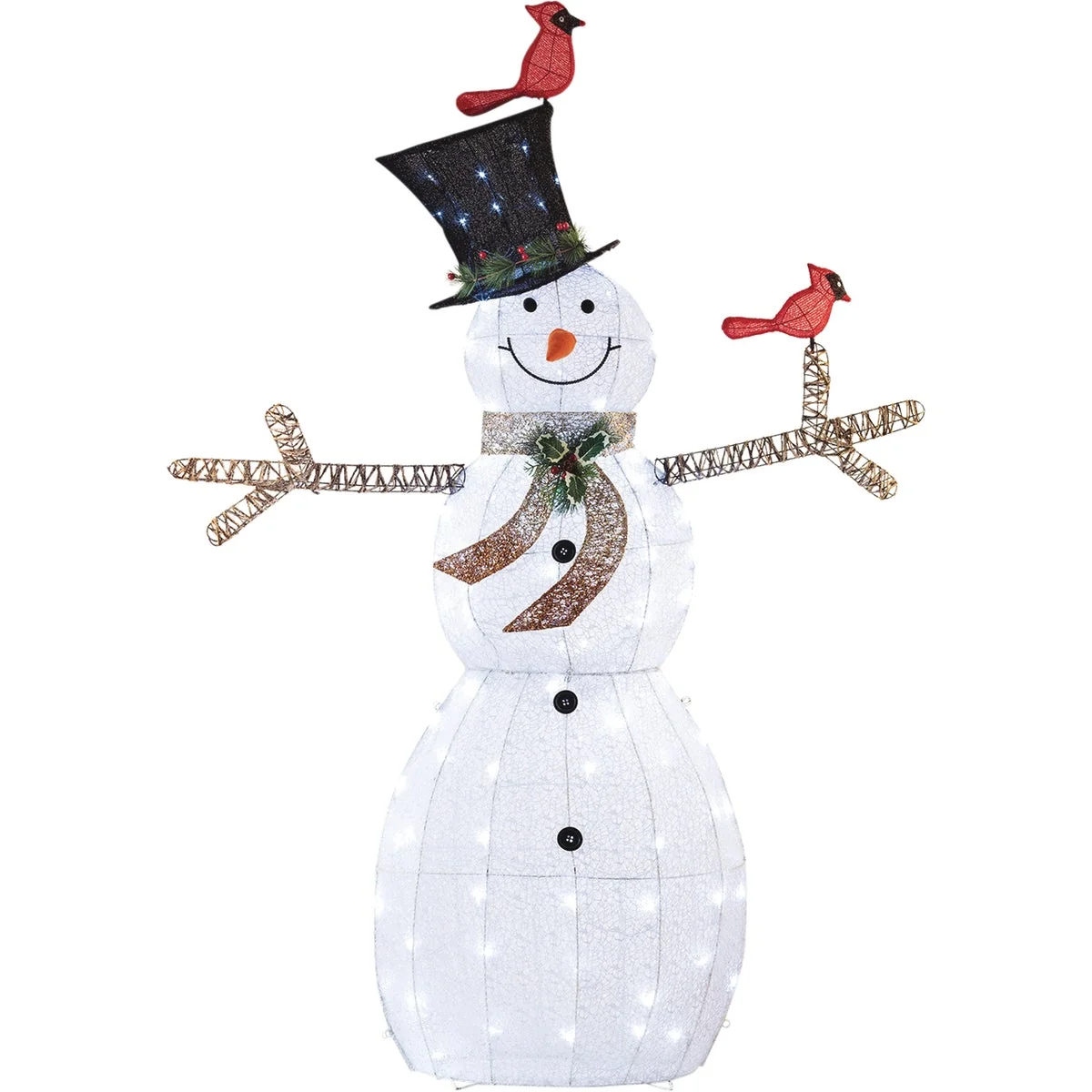 Reliable Alpine 74 In. Cool White LED Mesh Cloth Snowman Lighted Decoration Exceptional