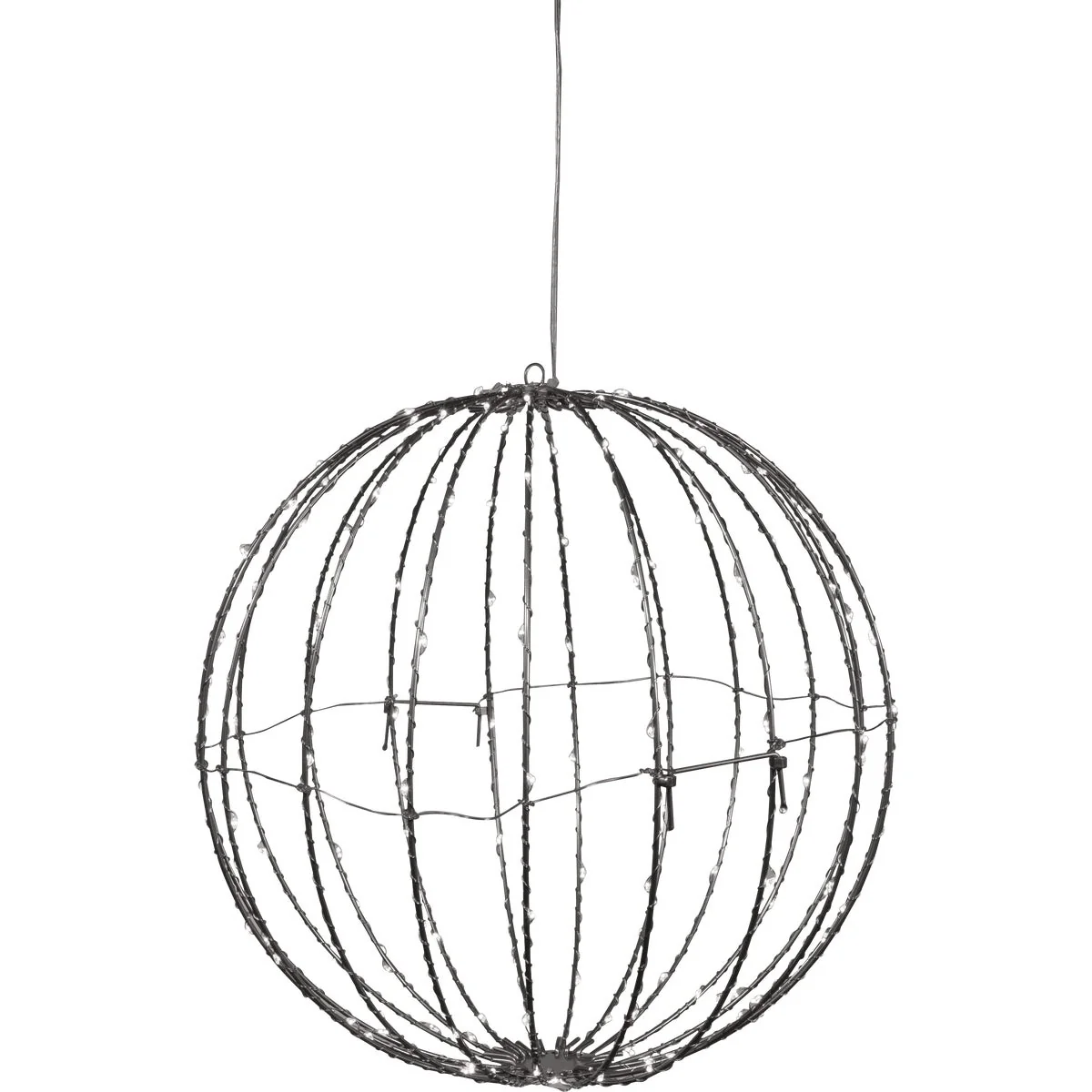 Exclusive Alpine 8 In. Foldable Metal Sphere Warm White LED Christmas Ornament User-Friendly