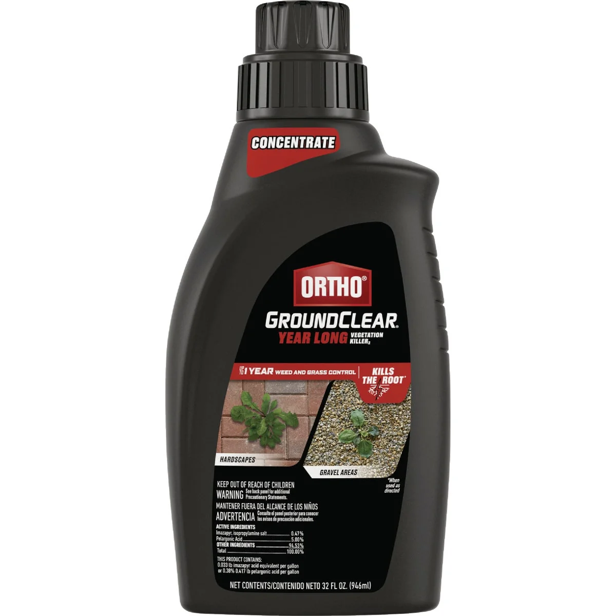High-Grade Ortho GroundClear 1 Qt. Concentrate Year Long Vegetation Killer Smooth