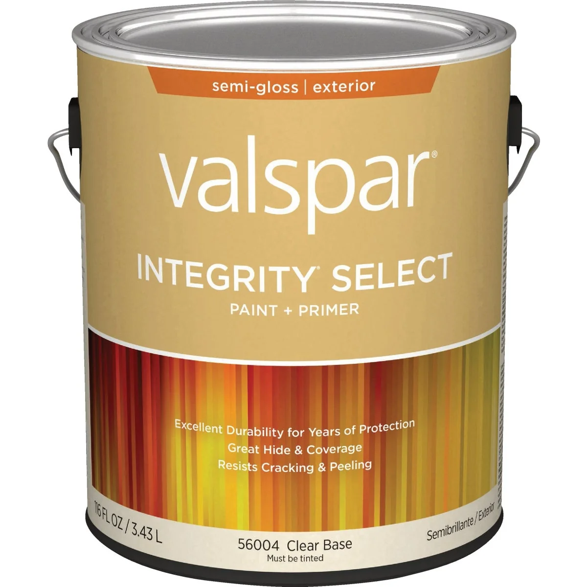 Organic Valspar Integrity Select Semi-Gloss Paint Primer Exterior Paint Clear Base 1 Gal. Casual