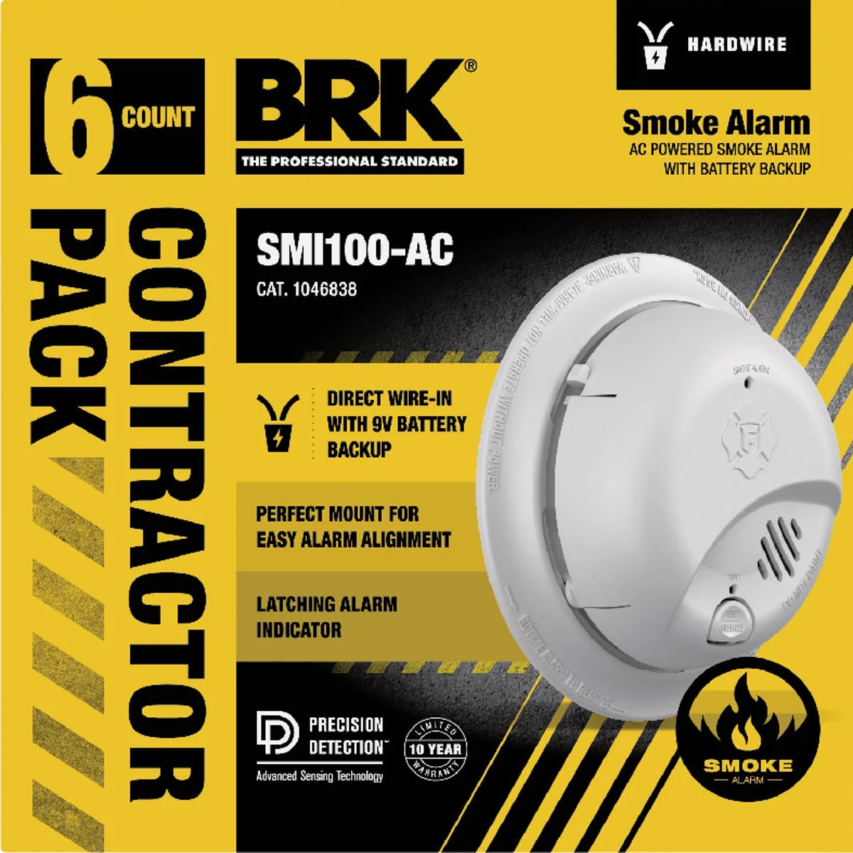 Easy-to-Use BRK Interconnect Hardwired Ionization Smoke Alarm 6-Pack Safe