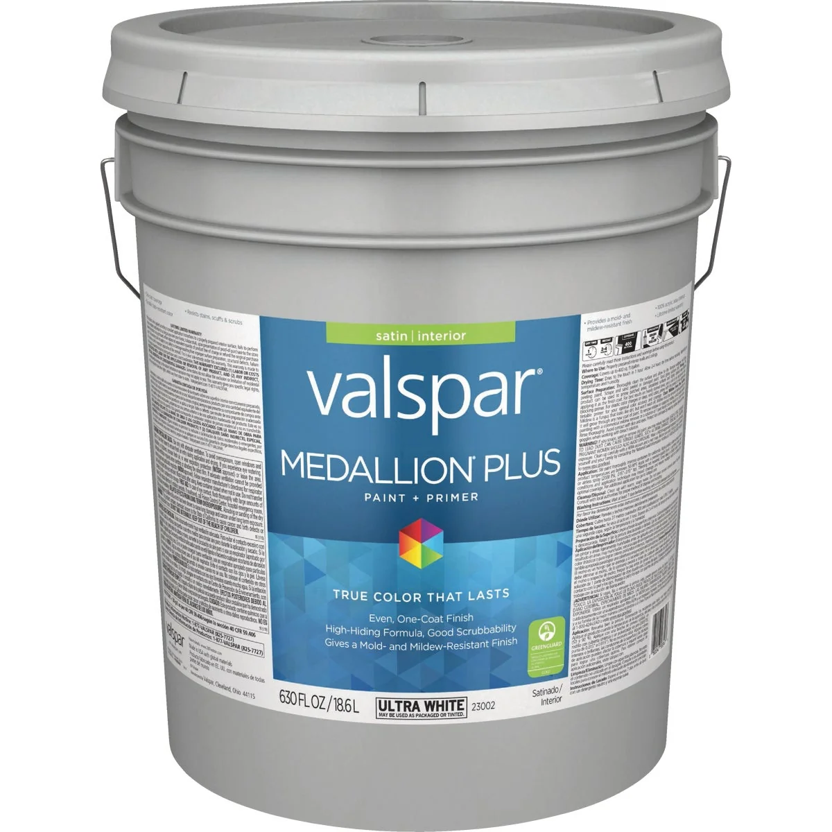 Recyclable Valspar Medallion Plus Premium Paint Primer Satin Interior Paint Ultra White 5 Gal. Enhanced