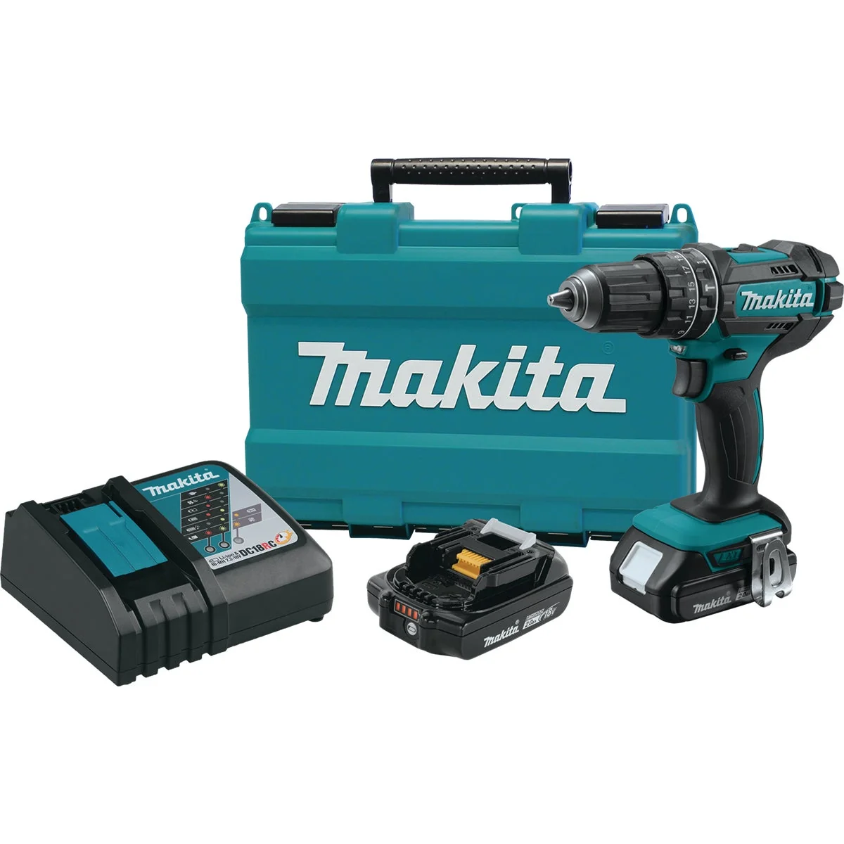 Consistent Makita 18-Volt LXT Lithium-Ion 1 2 In. Compact Cordless Hammer Drill Kit Solid