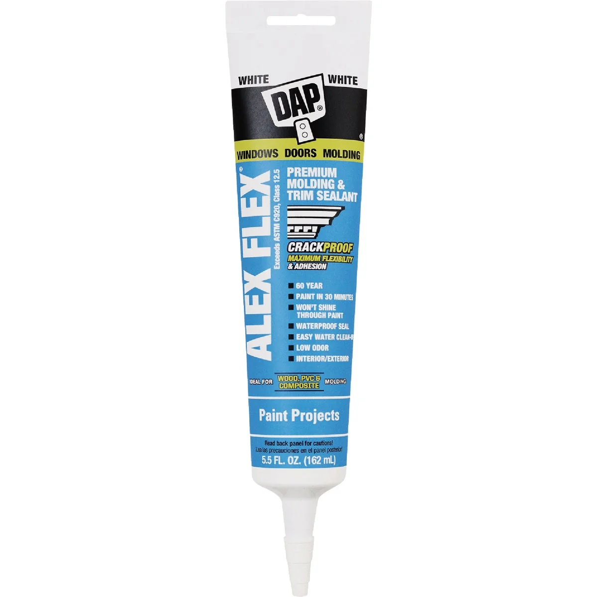 Traditional Dap Alex Flex 5.5 Oz. Premium Molding Trim Acrylic Latex Siliconized Sealant White Easy-to-Use