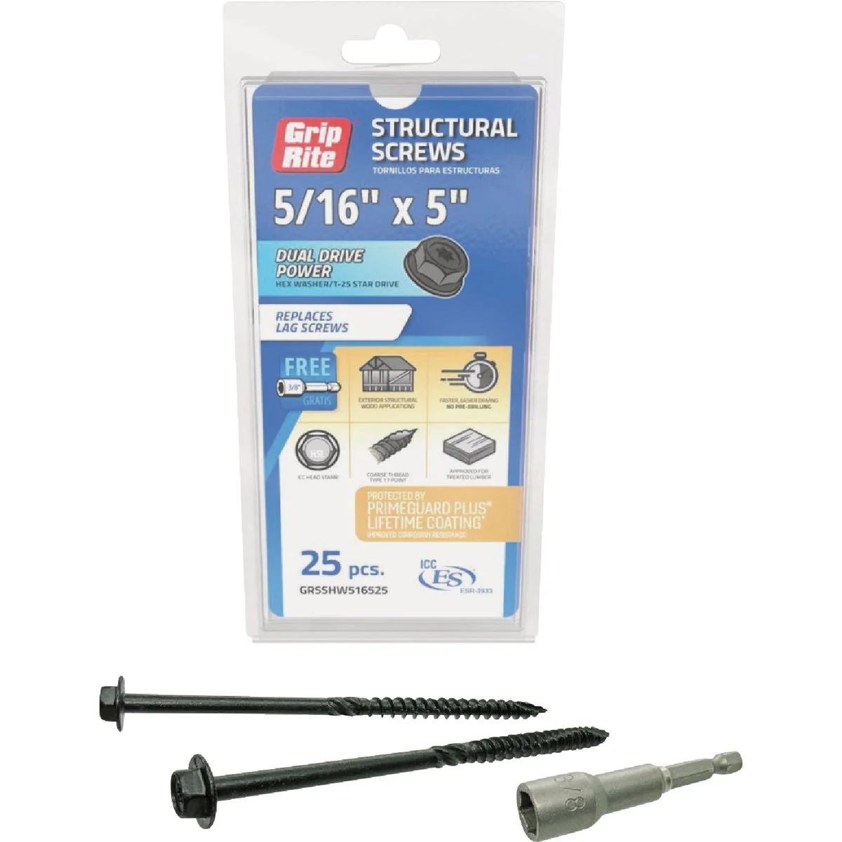 Comfortable Grip-Rite PrimeGuard Plus 5 16 In. x 5 In. Hex Washer Head Structural Screw 25-Count Trusted