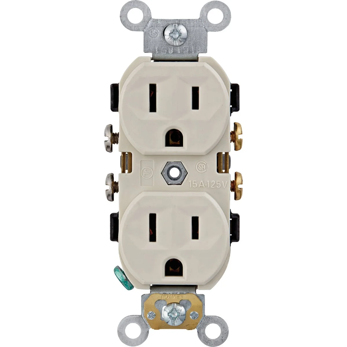 Safe Leviton 15A Light Almond Commercial Grade 5-15R Combination Side Back Wire Duplex Outlet Comfortable