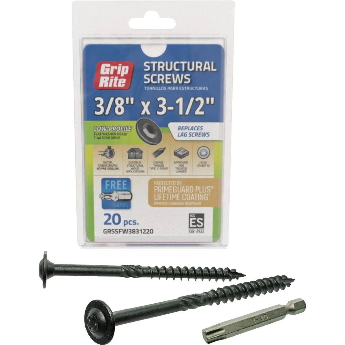 Flexible Grip-Rite PrimeGuard Plus 3 8 In. x 3.5 In. Flat Washer Head Structure Screw 20-Count Functional