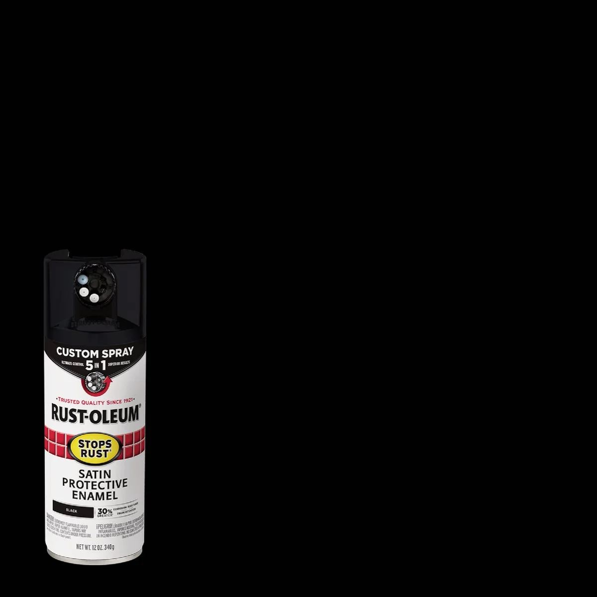 Relaxed Rust-Oleum Stops Rust 12 Oz. Custom Spray 5 in 1 Satin Spray Paint Black Traditional