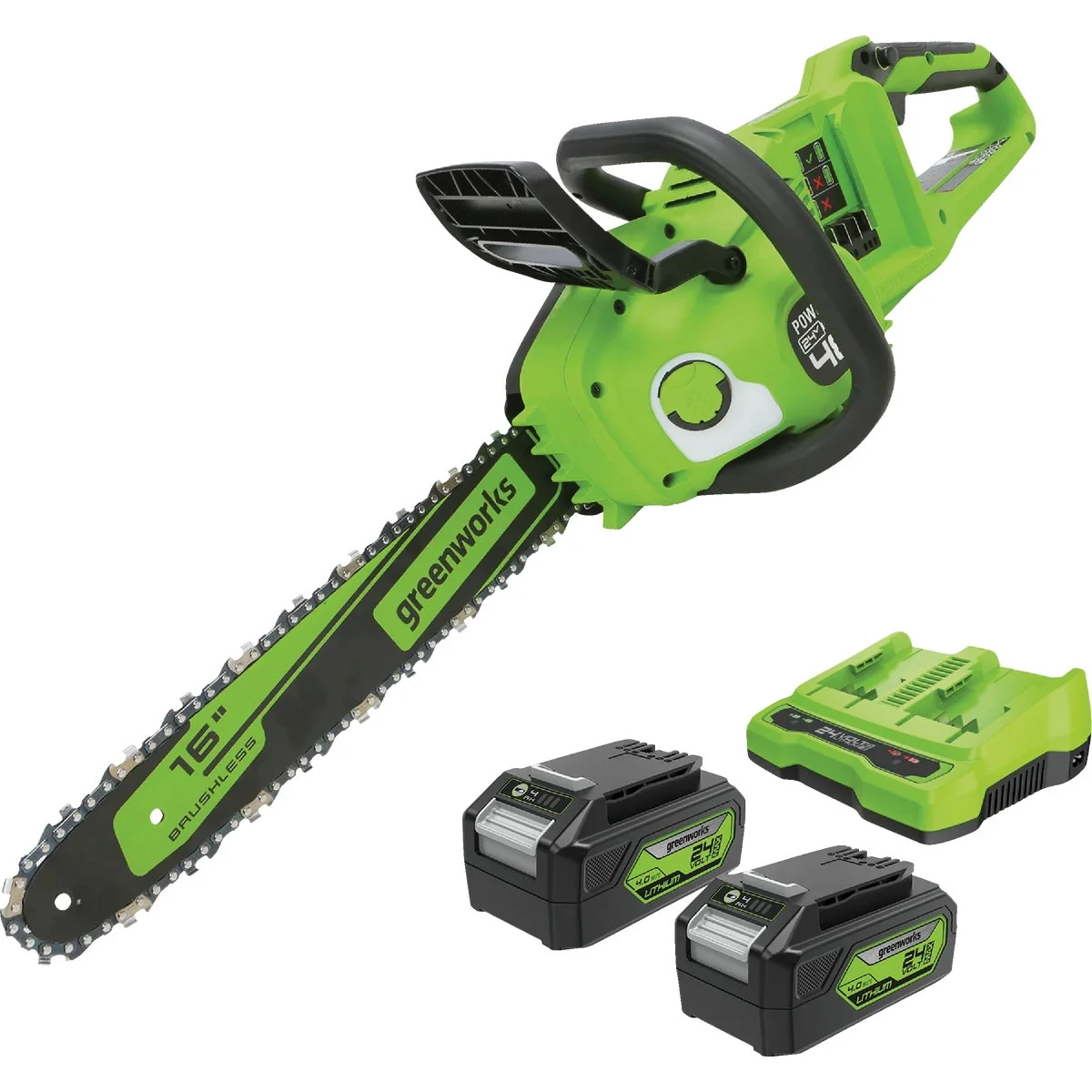 Reliable Greenworks 48V 2x24V 16 In. Cordless Brushless Chainsaw with 2 4.0 Ah Batteries and Dual-Port Charger Expertly Made