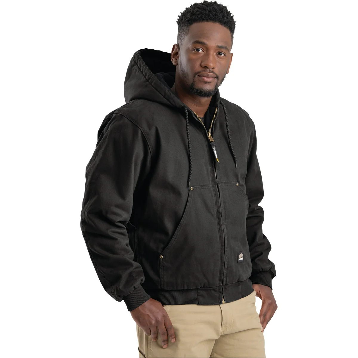 Verified Berne Heartland Men’s 2XL Black Hooded Work Jacket Relaxed