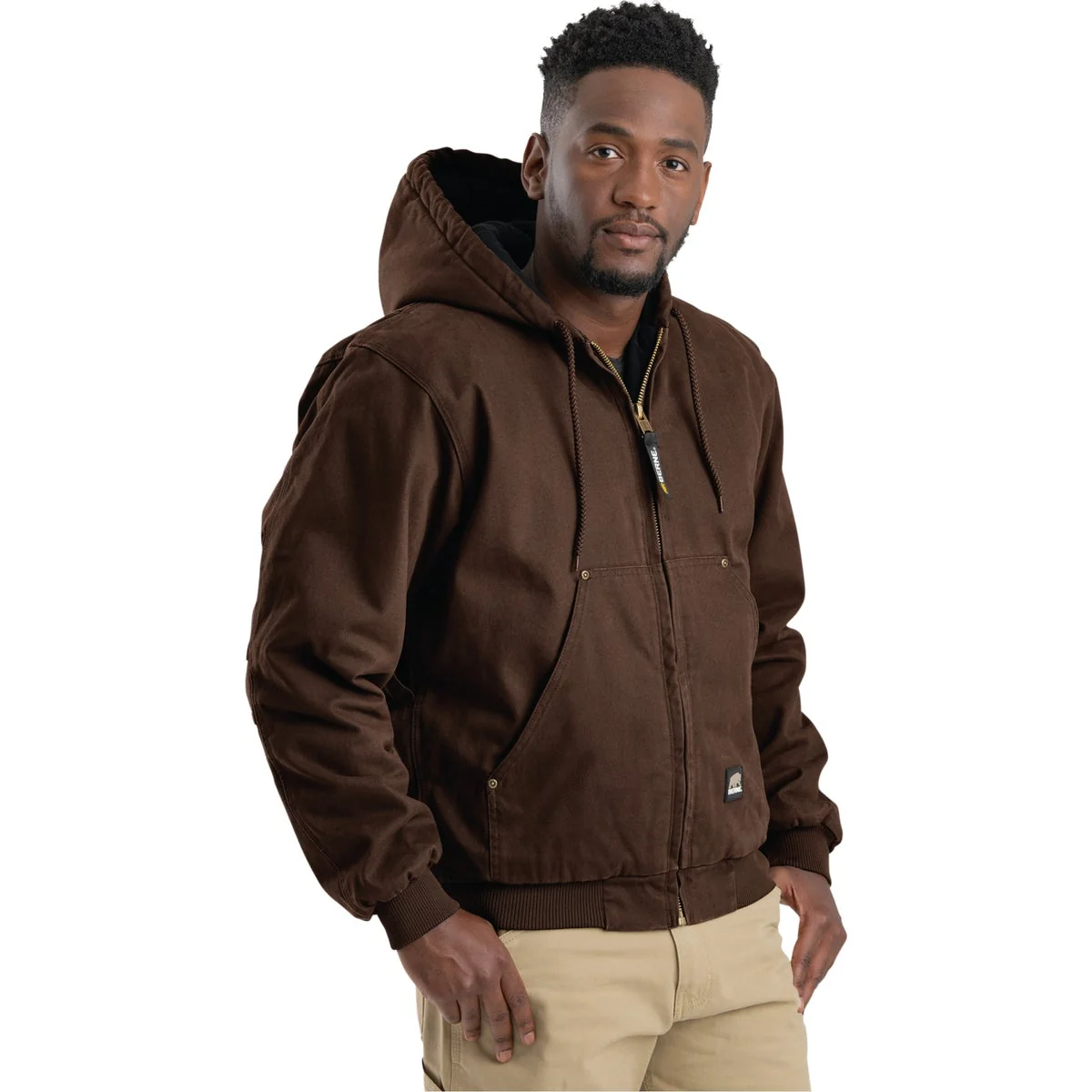 Reliable Berne Heartland Men’s Large Bark Hooded Work Jacket Versatile