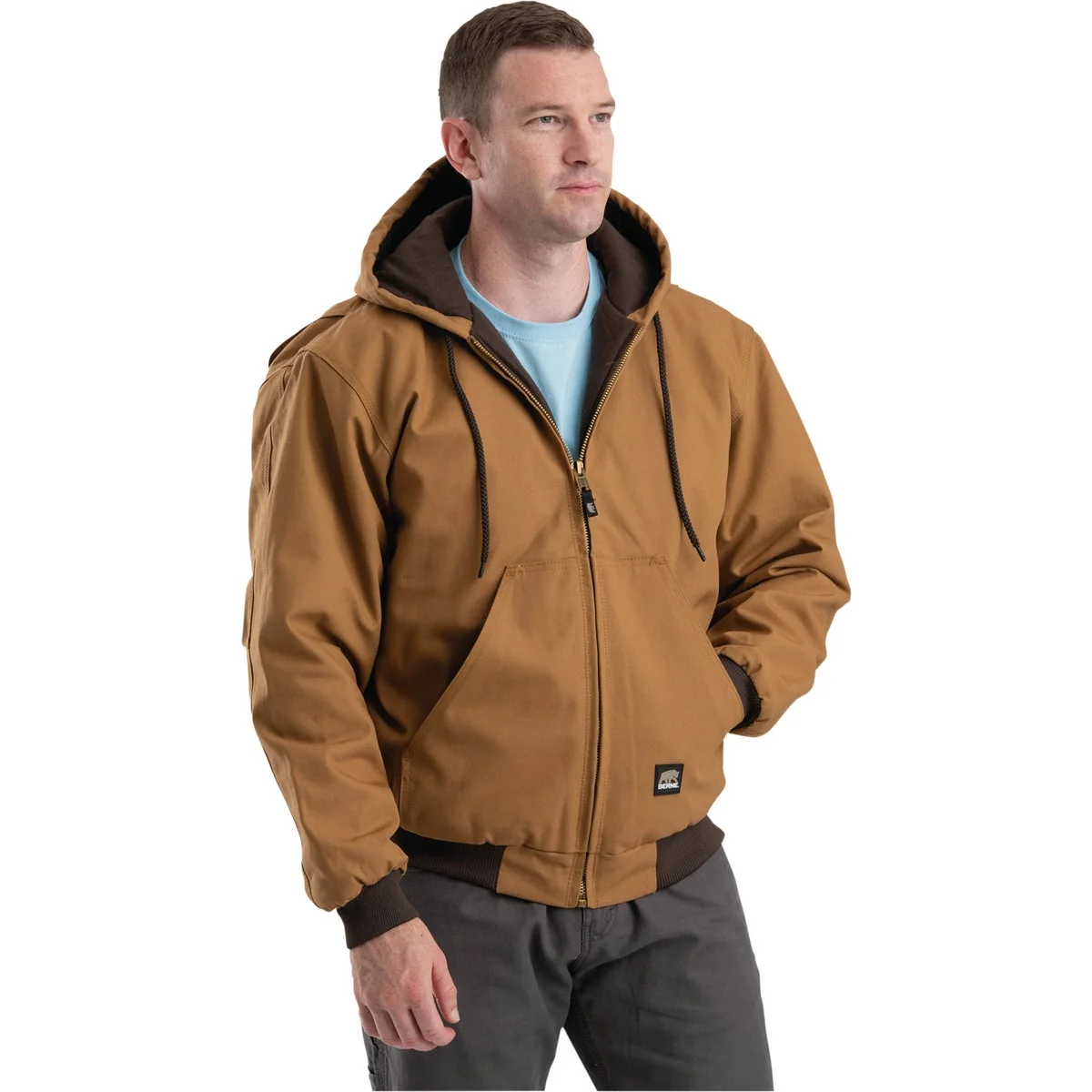 Sustainable Berne Heritage Men’s Large Brown Duck Hooded Jacket Pure