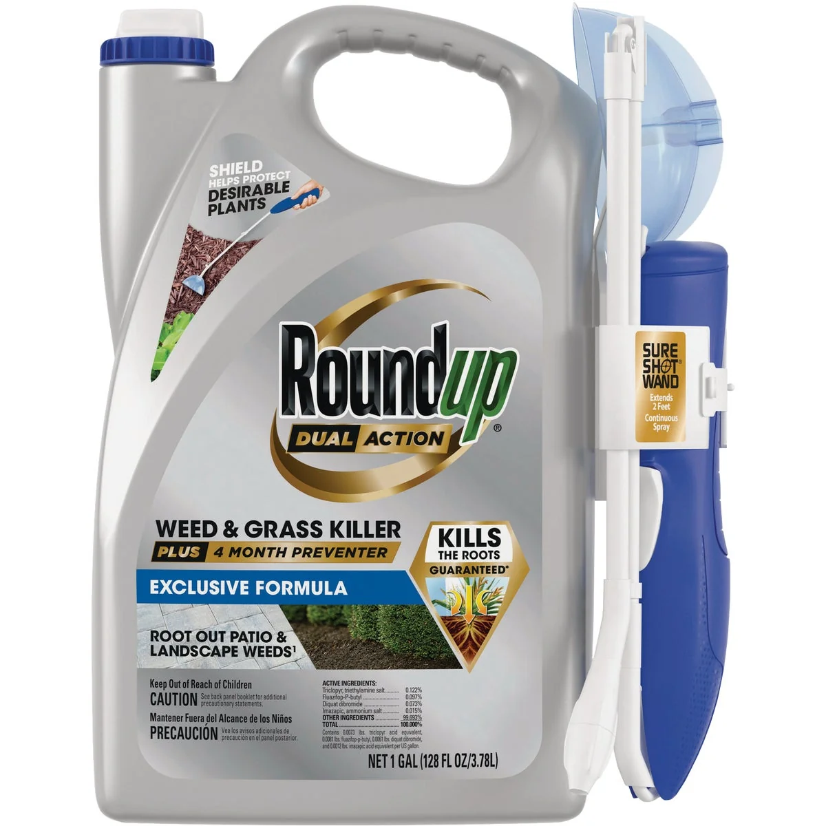 Classic Roundup Dual Action 1 Gal. Weed Grass Killer with Sure Shot Wand Sophisticated