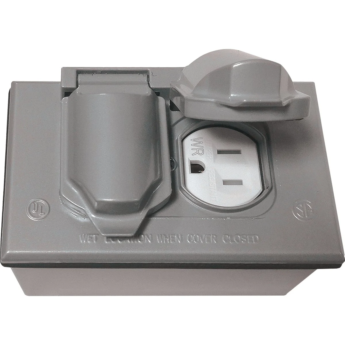 Unique Southwire Single Gang Gray Horizontal Weatherproof Duplex Cover with Duplex Device Single Gang Junction Box User-Friendly