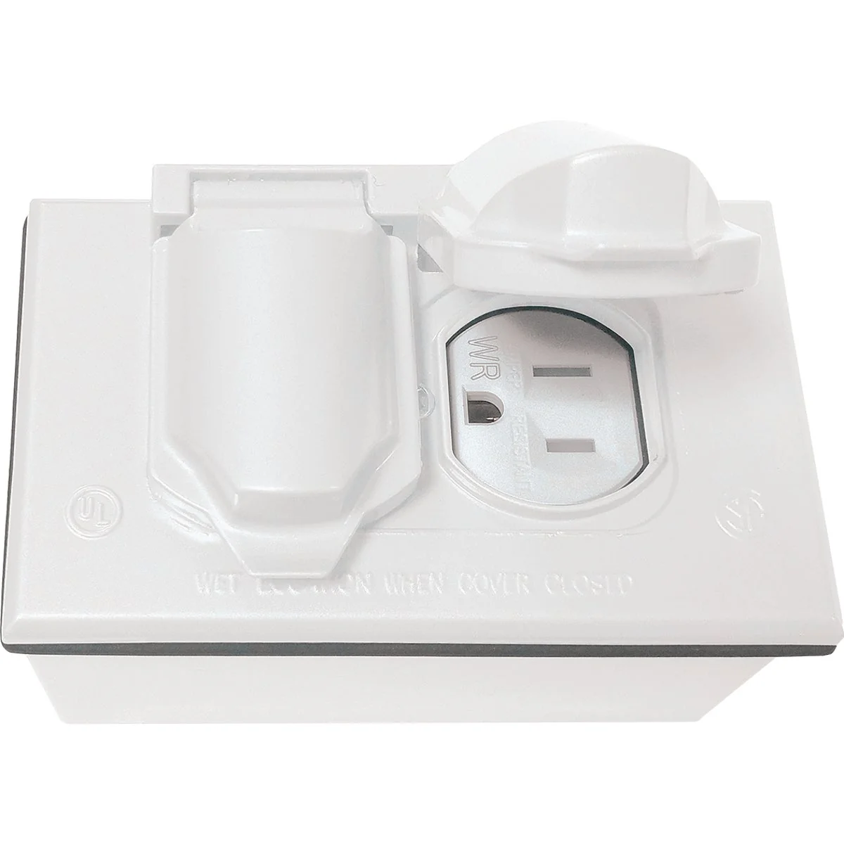 Quality Southwire Single Gang White Horizontal Weatherproof Duplex Cover with Duplex Device Single Gang Junction Box Flexible