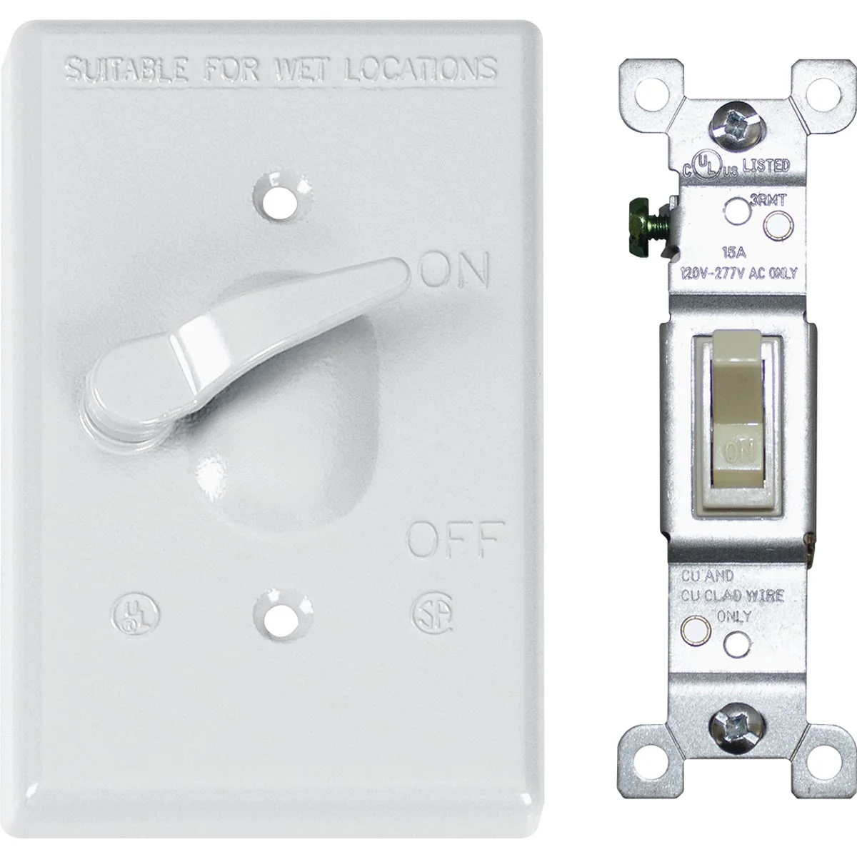 Fine Southwire Single Toggle Vertical Mount White Weatherproof Cover with Single Pole 15A Switch Contemporary
