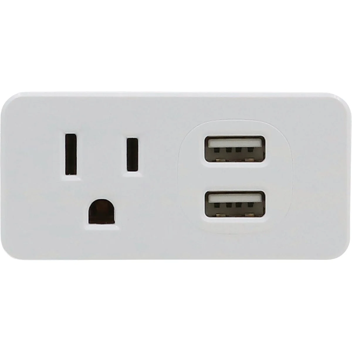 Versatile Prime Wire Cable White 15A 1-Outlet Wall Tap With 2 USB-A Modern