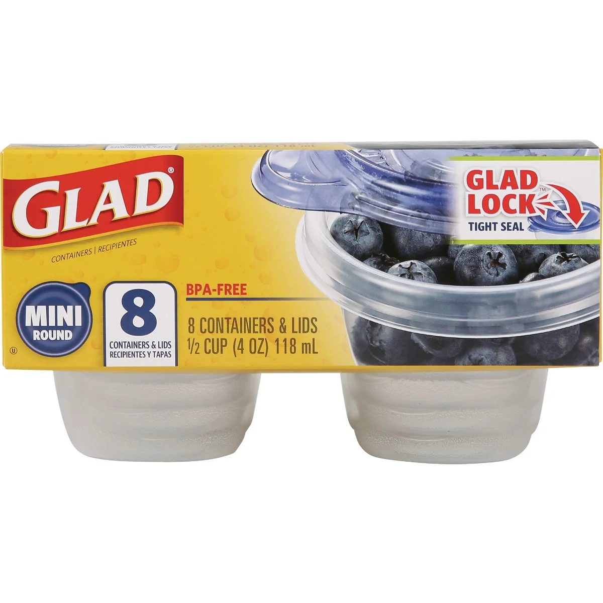 Unique Glad 4 Oz. Clear Mini Round Container 8-Pack Official
