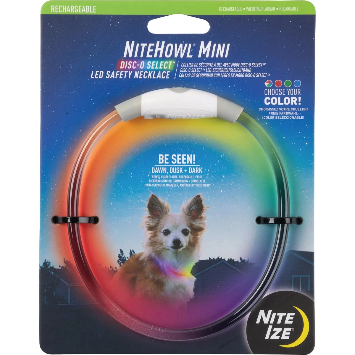 Green Nite Ize Nite Howl Lithium Polymer Rechargeable Color Changing LED Mini Safety Necklace Premium Material