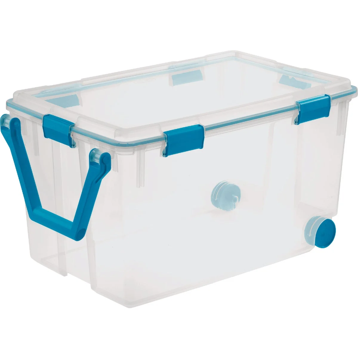 Fashionable Sterilite 120 Qt. 114 Ltr. Blue Aquarium Wheeled Gasket Box Excellent