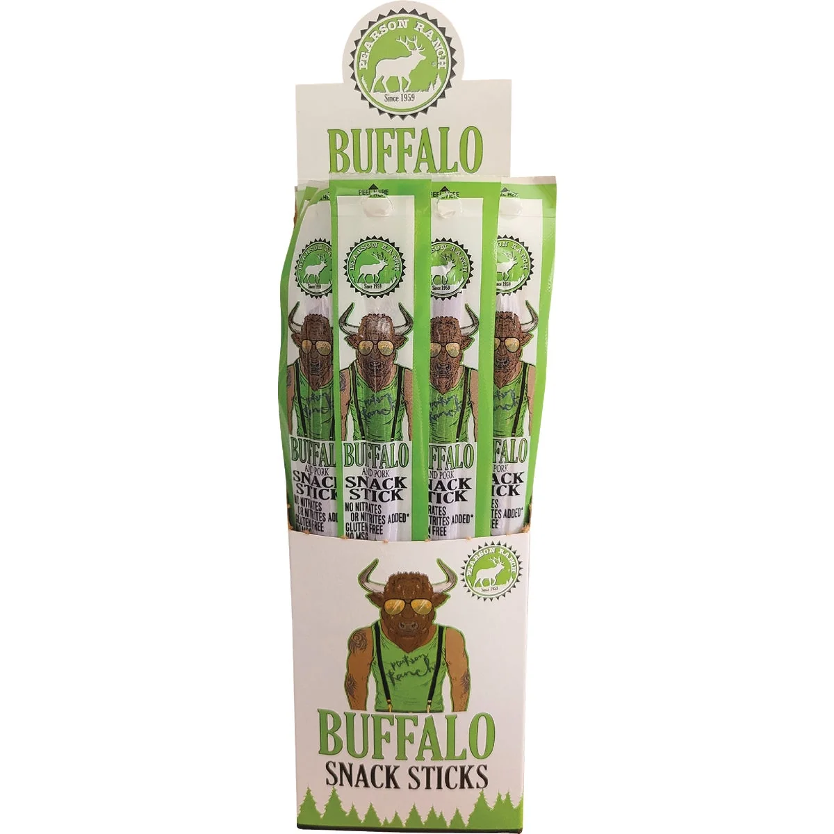 Advanced Pearson Ranch Jerky 1 Oz. Buffalo Snack Sticks Display 24 Sticks Top-Quality