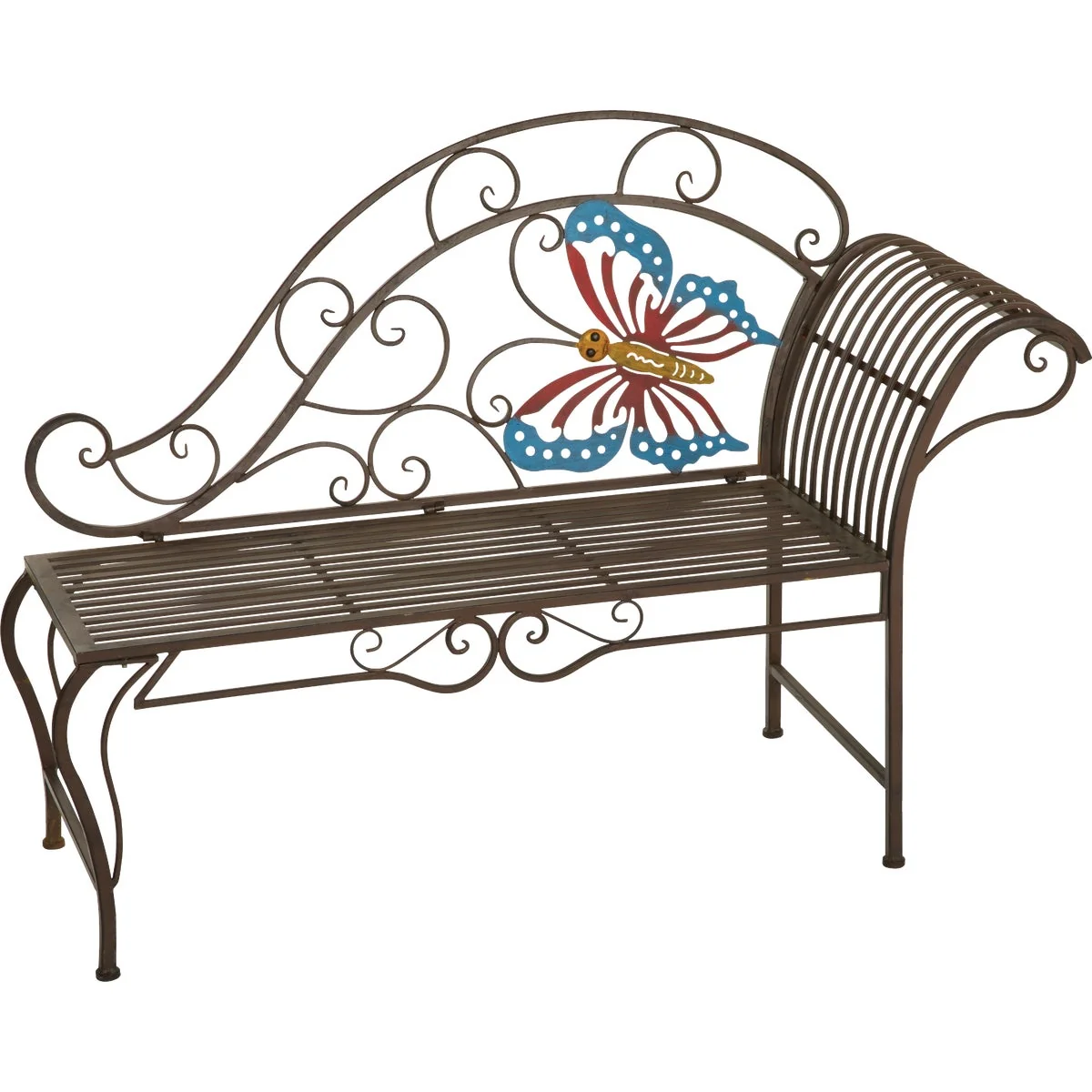 Reusable Alpine 56 In. L. Metal Butterfly Garden Chaise Lounge Powerful