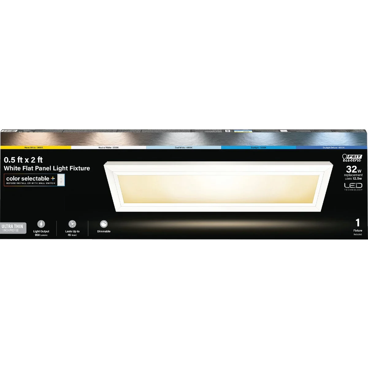 Enhanced Feit Electric Edge-Lit 6 In. W. x 2 Ft. L. White Dimmable 6-Way LED Flush Mount Light 950 Lm. Unique