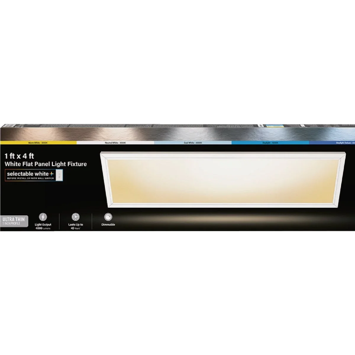 Advanced Feit Electric Edge-Lit 1 Ft. W. x 4 Ft. L. White Dimmable 6-Way LED Flush Mount Light Authentic