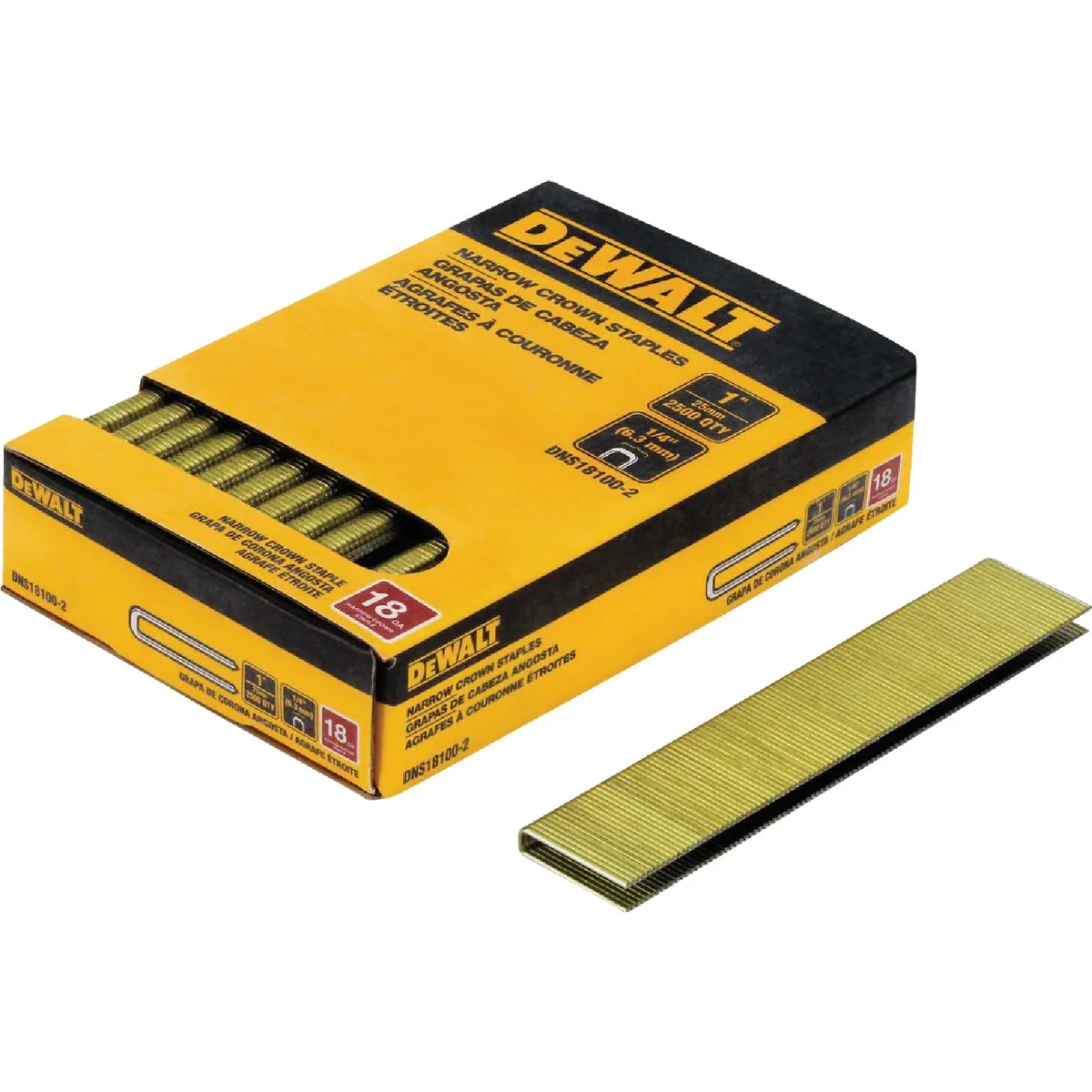 Smooth DEWALT 1 4 In. x 1 In. 18-Gauge Collated Crown Staples 2500 Ct. Genuine