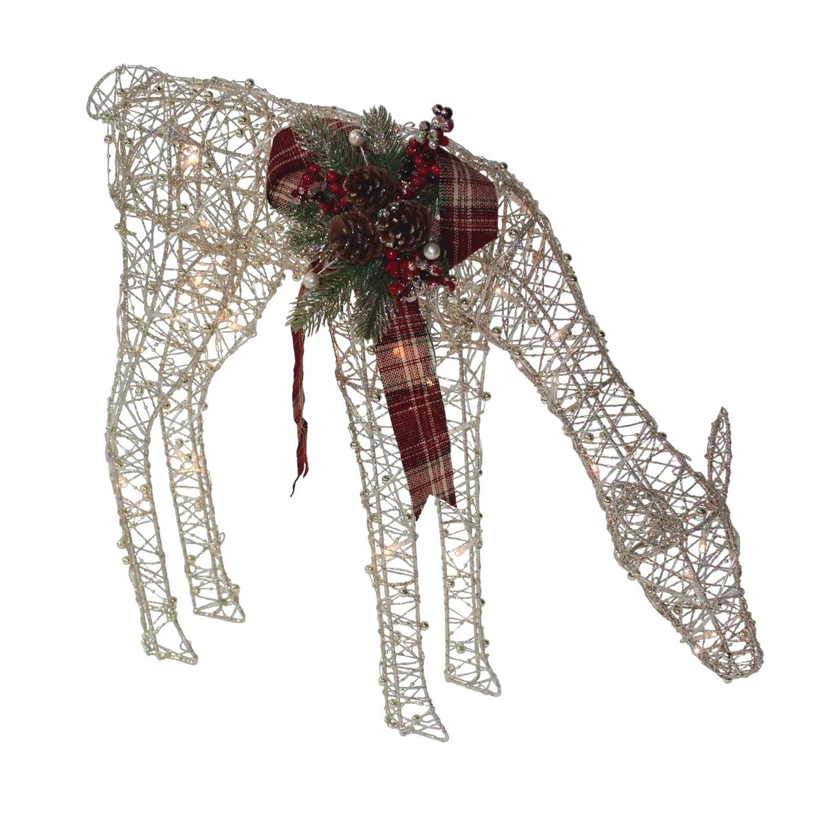 Smooth Alpine 20 In. Warm White LED Gold Wire Grazing Doe Lighted Decoration Organic