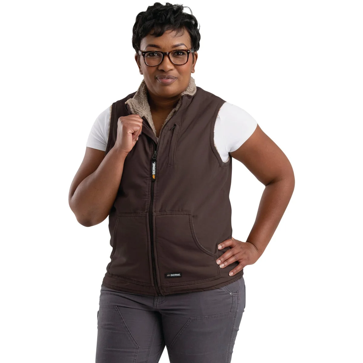 Crafted Berne Softstone Women’s Medium Tuscan Sherpa-Lined Vest Smooth