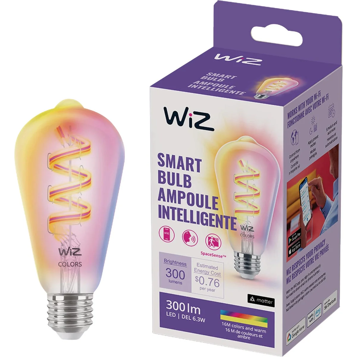 Original Design Wiz 25W Equivalent ST19 Medium Color Filament Smart LED Light Bulb Elite