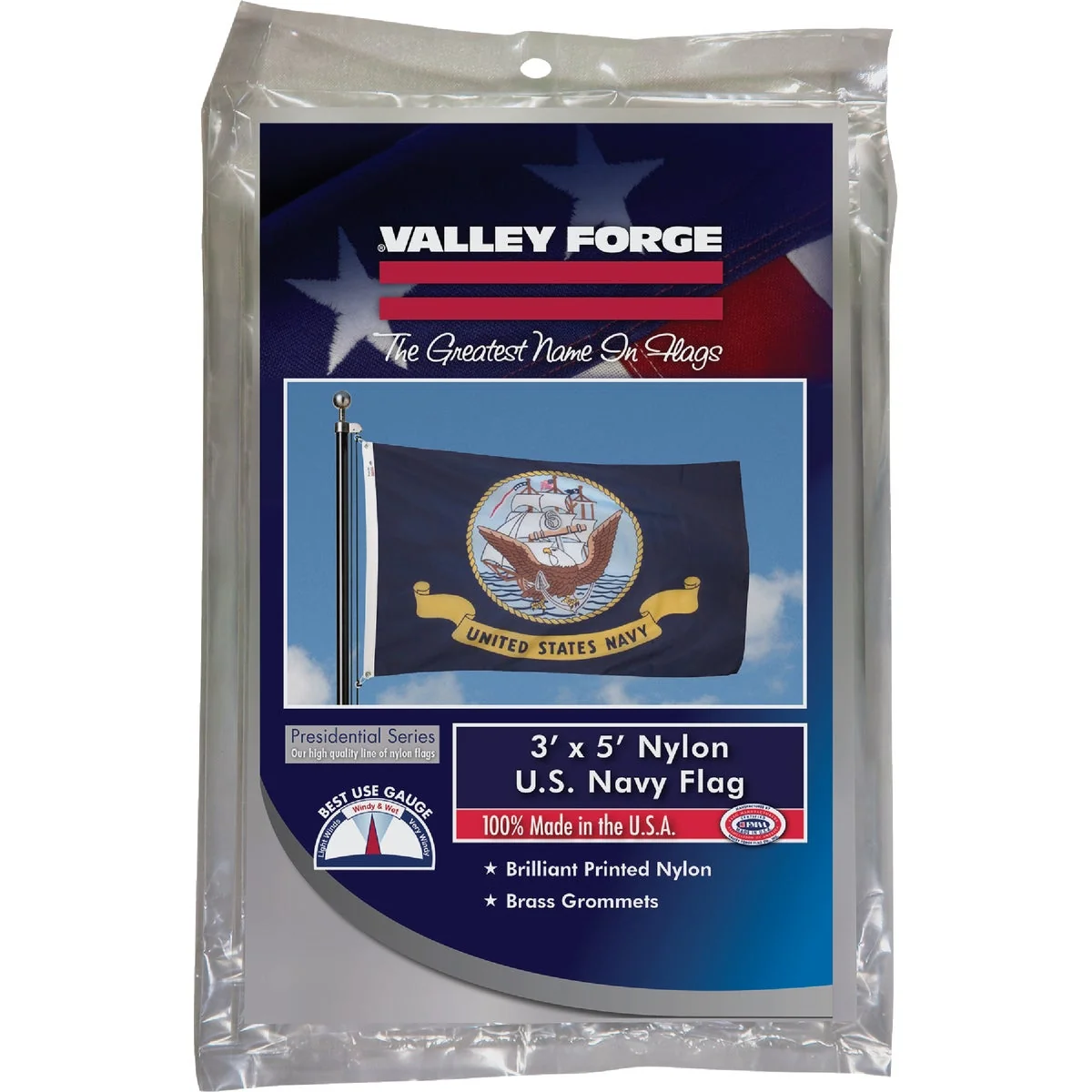Next-Generation Valley Forge 3 Ft. x 5 Ft. Nylon Navy Military Flag Casual