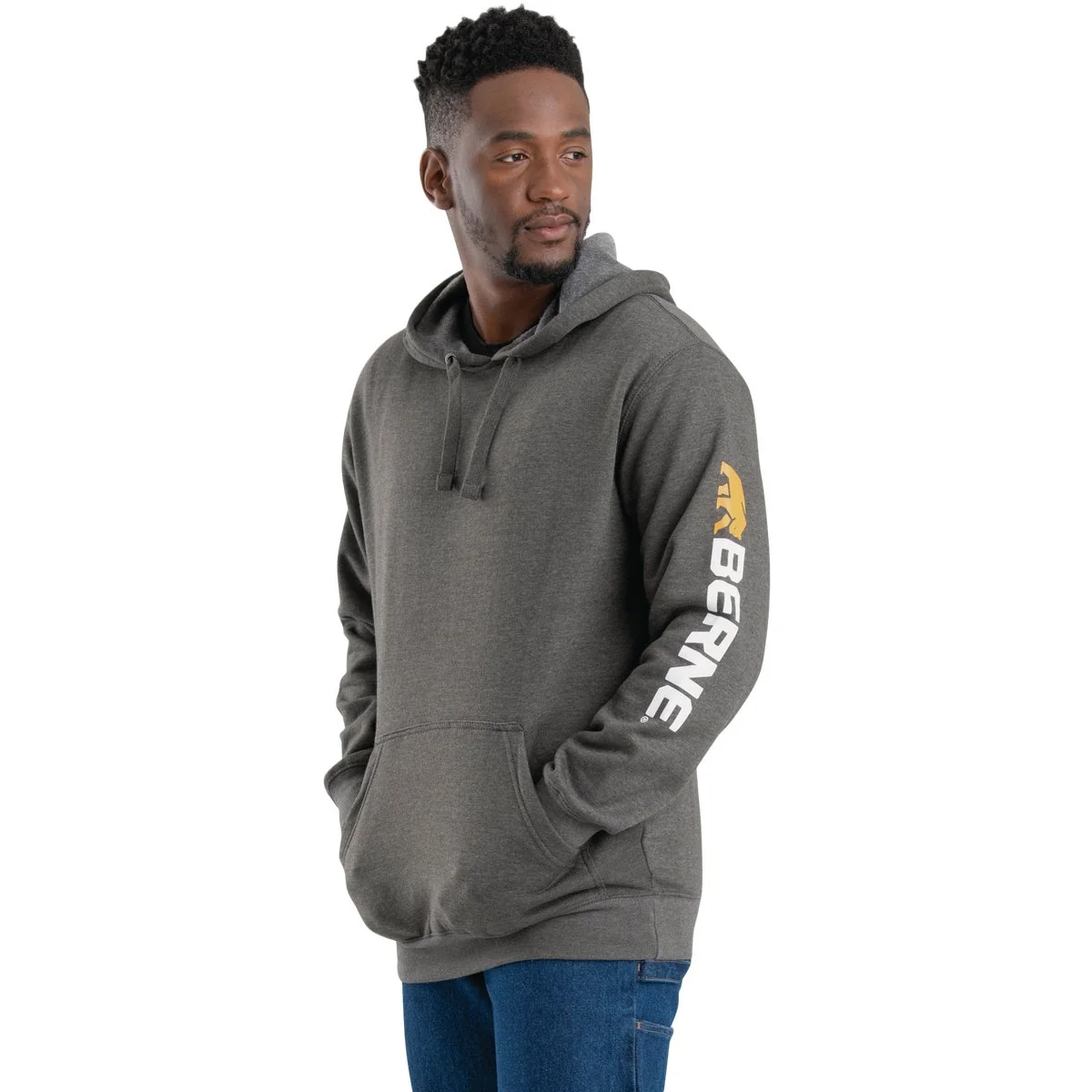 Selected Men’s 2XL Regular Graphite Signature Sleeve Hooded Pullover Sweatshirt Artisan
