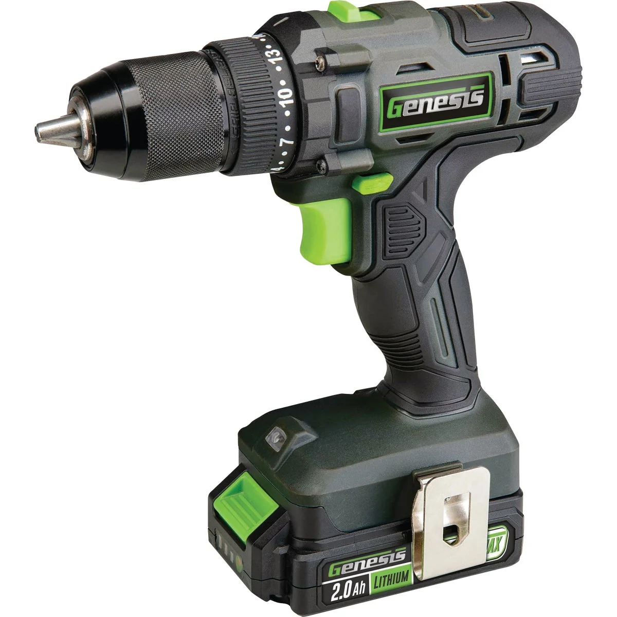 Easy-to-Use Genesis 20V 1 2 In. Cordless Drill Driver Kit with 2.0 Ah Battery Charger Solid