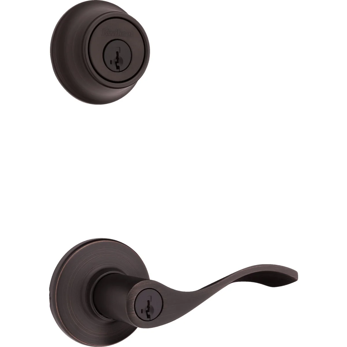 Trendy Kwikset Balboa Venetain Bronze Deadbolt and Lever Combo with Smartkey Proven