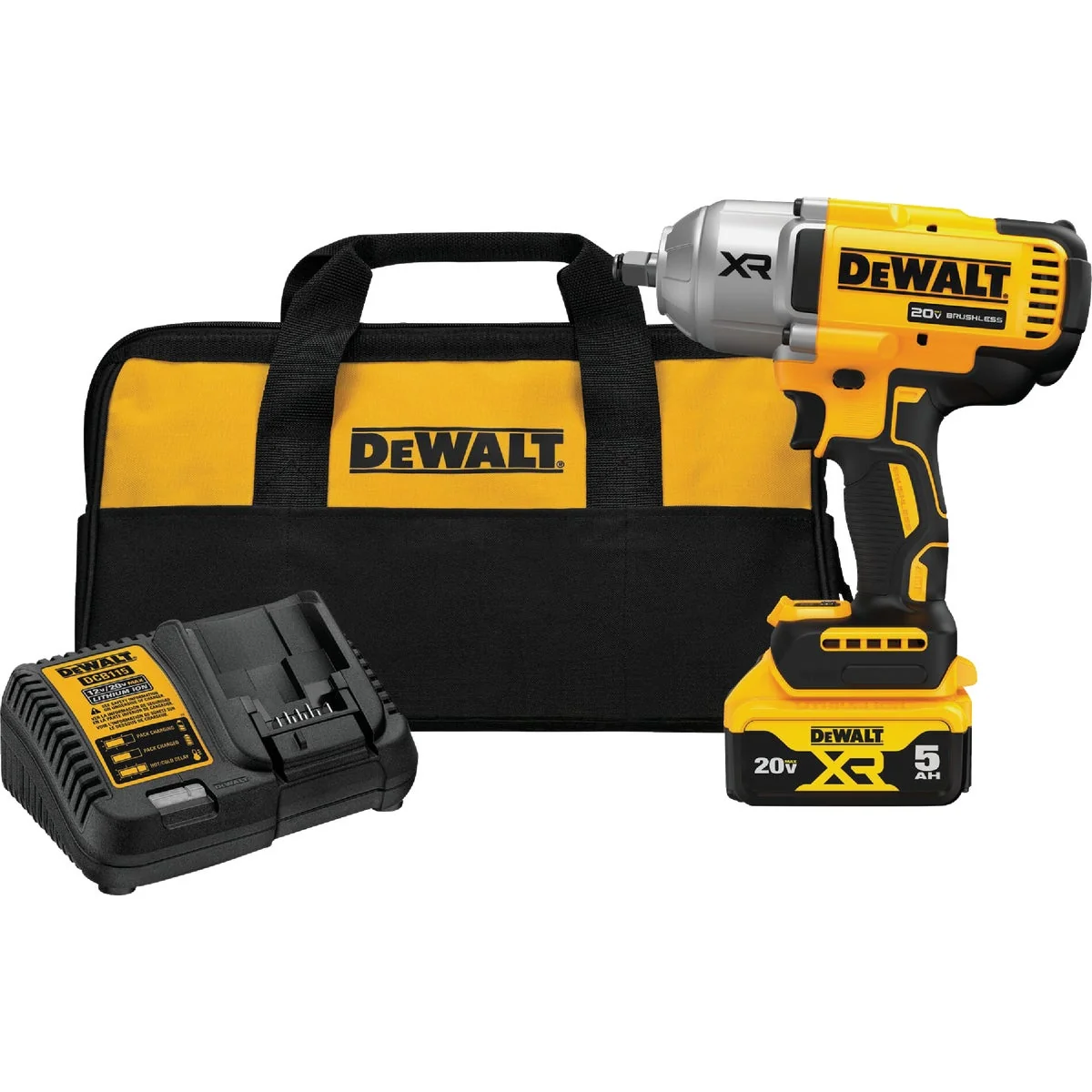 First-Class DEWALT 20V MAX XR Brushless 1 2 In. High Torque Cordless Impact Wrench Kit with Hog Ring Anvil 5.0 Ah Battery Charger Eco-Friendly