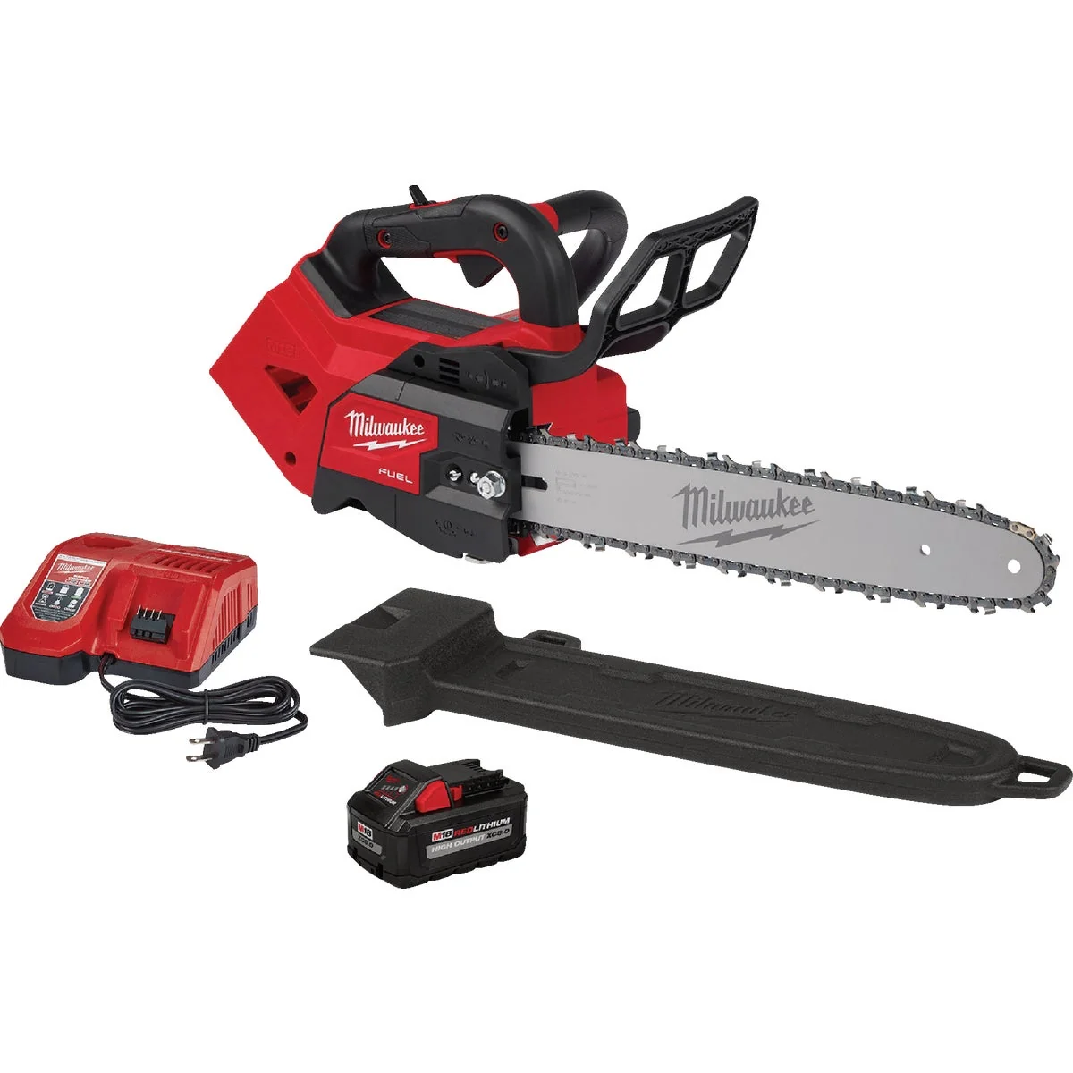 User-Friendly Milwaukee M18 FUEL Brushless 14 In. Top Handle Cordless Chainsaw Kit with 8.0 Ah Battery Charger Classic