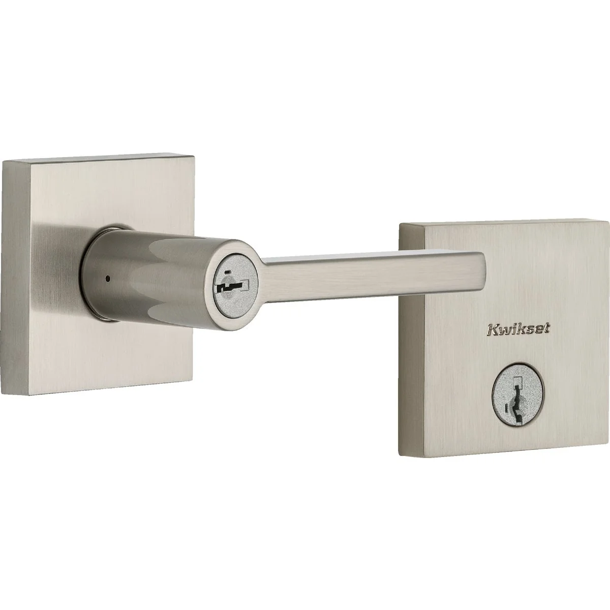 Innovative Kwikset Halifax Satin Nickel Deadbolt and Door Lever Combo With SmartKey Safe