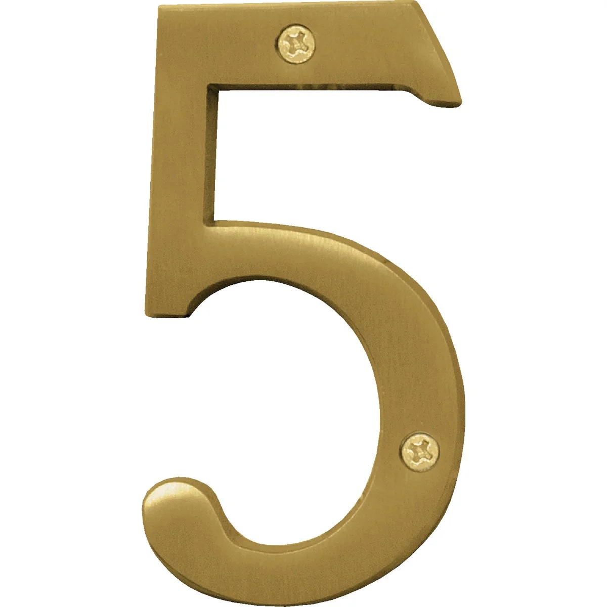 Trusted Hy-Ko 4 In. Brushed Brass Number 5 Breathable