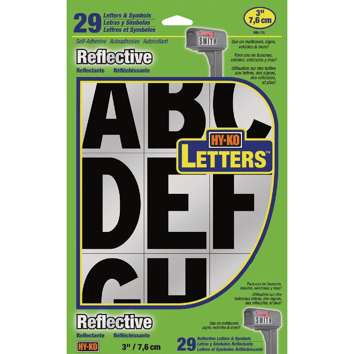 Traditional Hy-Ko 3 In. Reflective Letter Set Solid