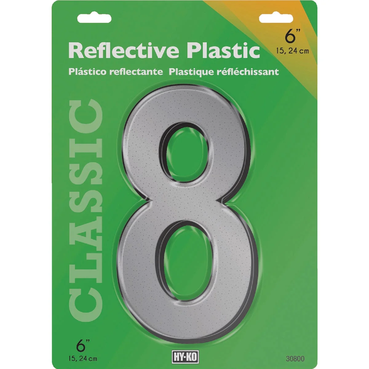Fine Hy-Ko 6 In. Reflective Plastic Number 8 High-Quality