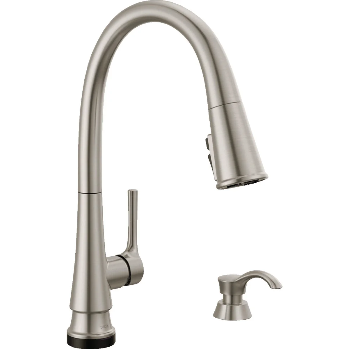 Effective Delta Corwin 1-Handle Pull-Down Kitchen Faucet with Soap Dispenser Stainless Stylish