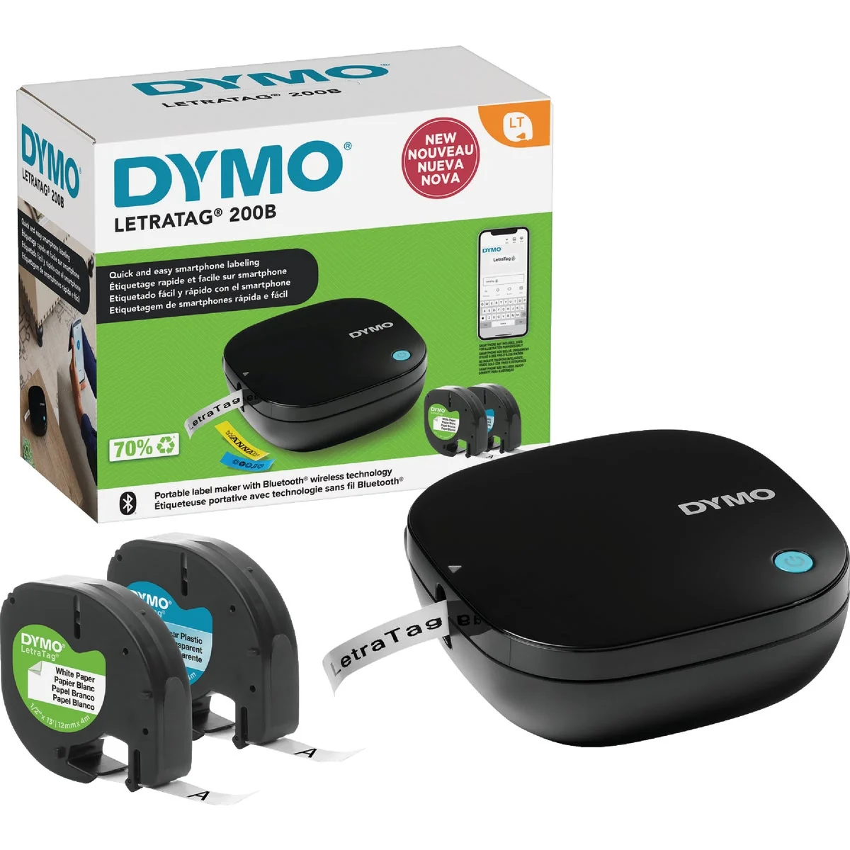 Pure DYMO LetraTag 200B Bluetooth Label Maker with 2 Assorted Label Tapes Professional