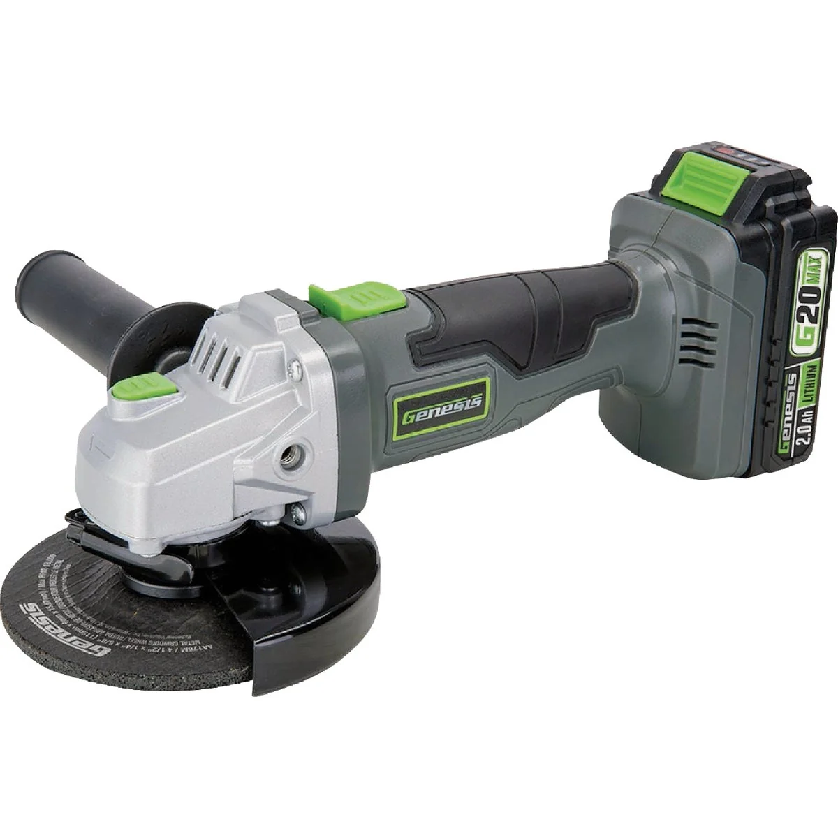 Modern Genesis G20MAX 20V 4-1 2 In. Cordless Angle Grinder Kit with 2.0 Ah Battery Charger Next-Generation