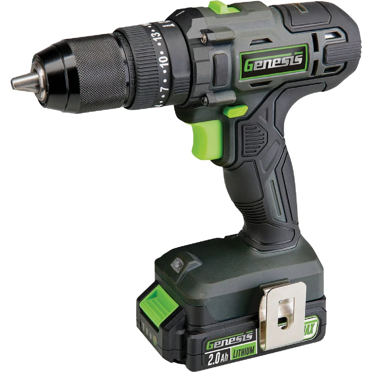 Reusable Genesis G20MAX 20V 1 2 In. 2-Speed Cordless Hammer Drill Kit with 2.0 Ah Battery Charger Luxury