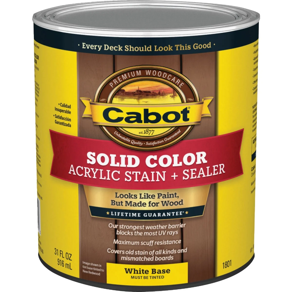 Cabot Solid Color White Base Acrylic Stain Sealer 1 Qt. Certified