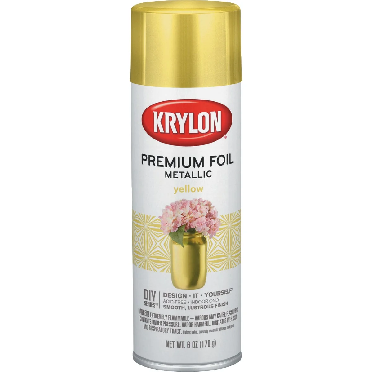 Clean Krylon 8 Oz. Premium Foil Metallic Yellow Spray Paint Authentic