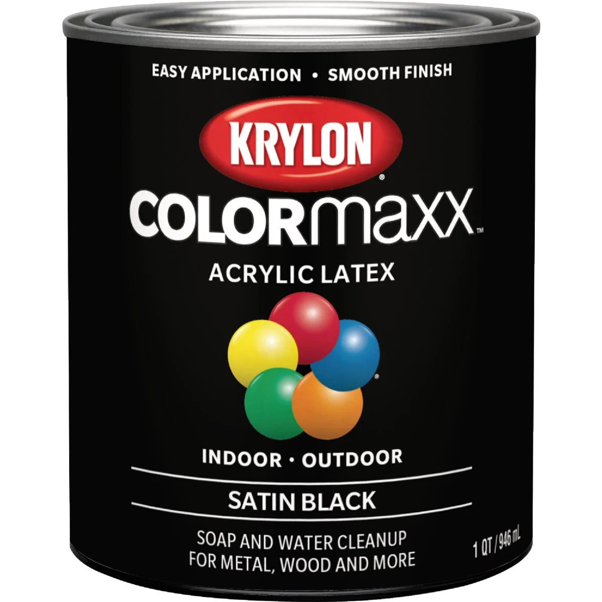 Detailed Krylon ColorMaxx Satin Interior Exterior Wall Paint Black 1 Qt. Comfortable