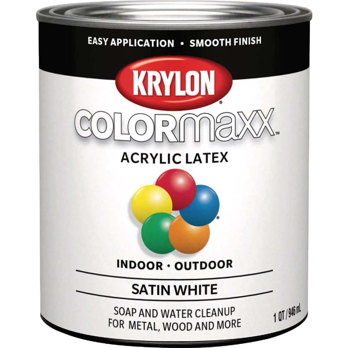 Authentic Krylon ColorMaxx Satin Interior Exterior Wall Paint White 1 Qt. Luxury